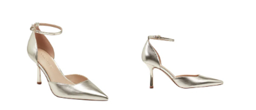 Marc Fisher Shoes Women's Size 6 Gold MfRVKER Ankle Strap Pointed Dorsay Heels